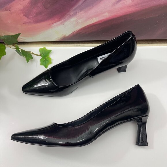 Steve Madden Womens Pointed Toe Kitten Heel Pumps in Black Patent 8.5 - Picture 7 of 11